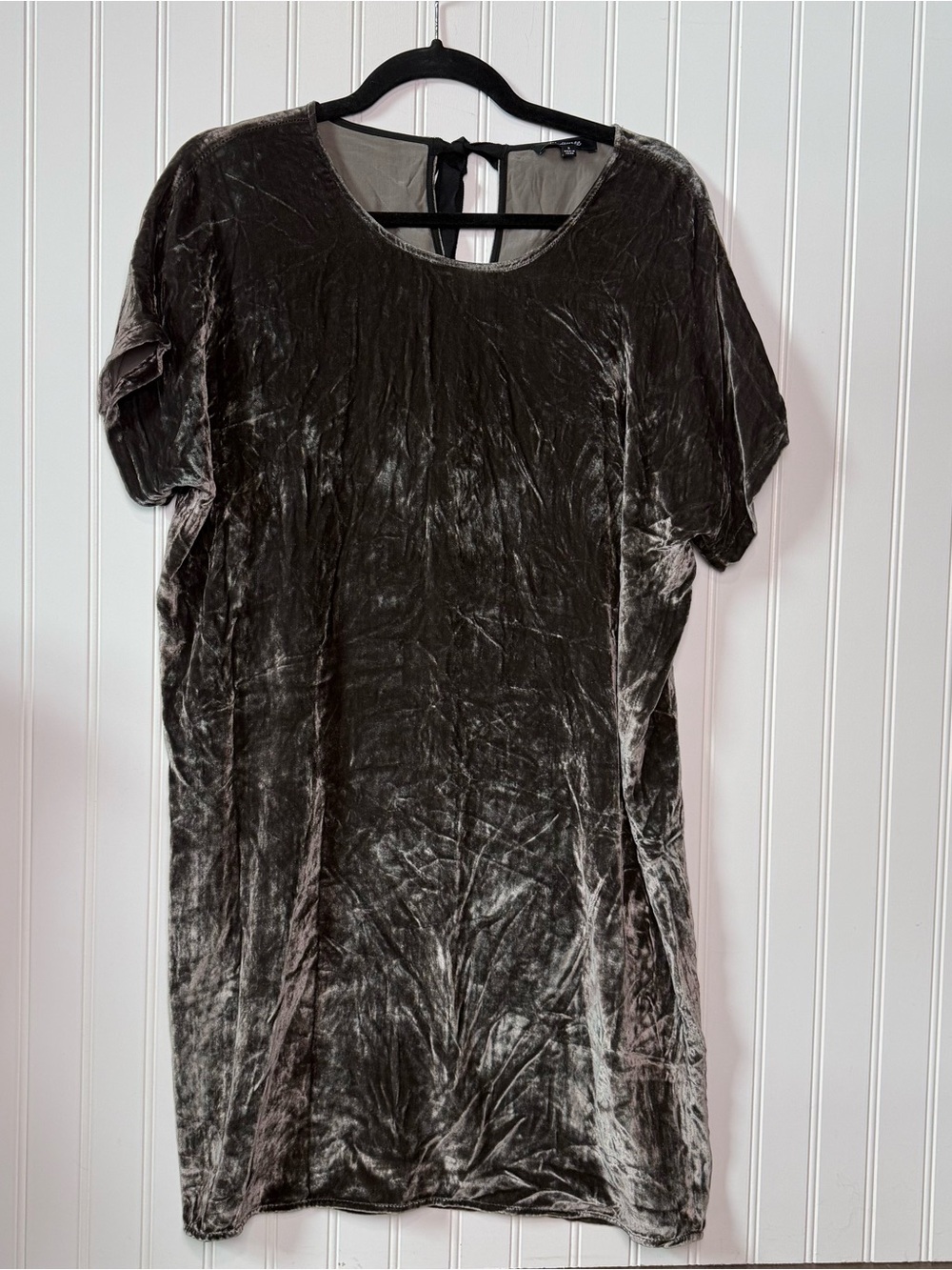 Madewell Velvet Bow Back Tee Dress Dark Gray Small